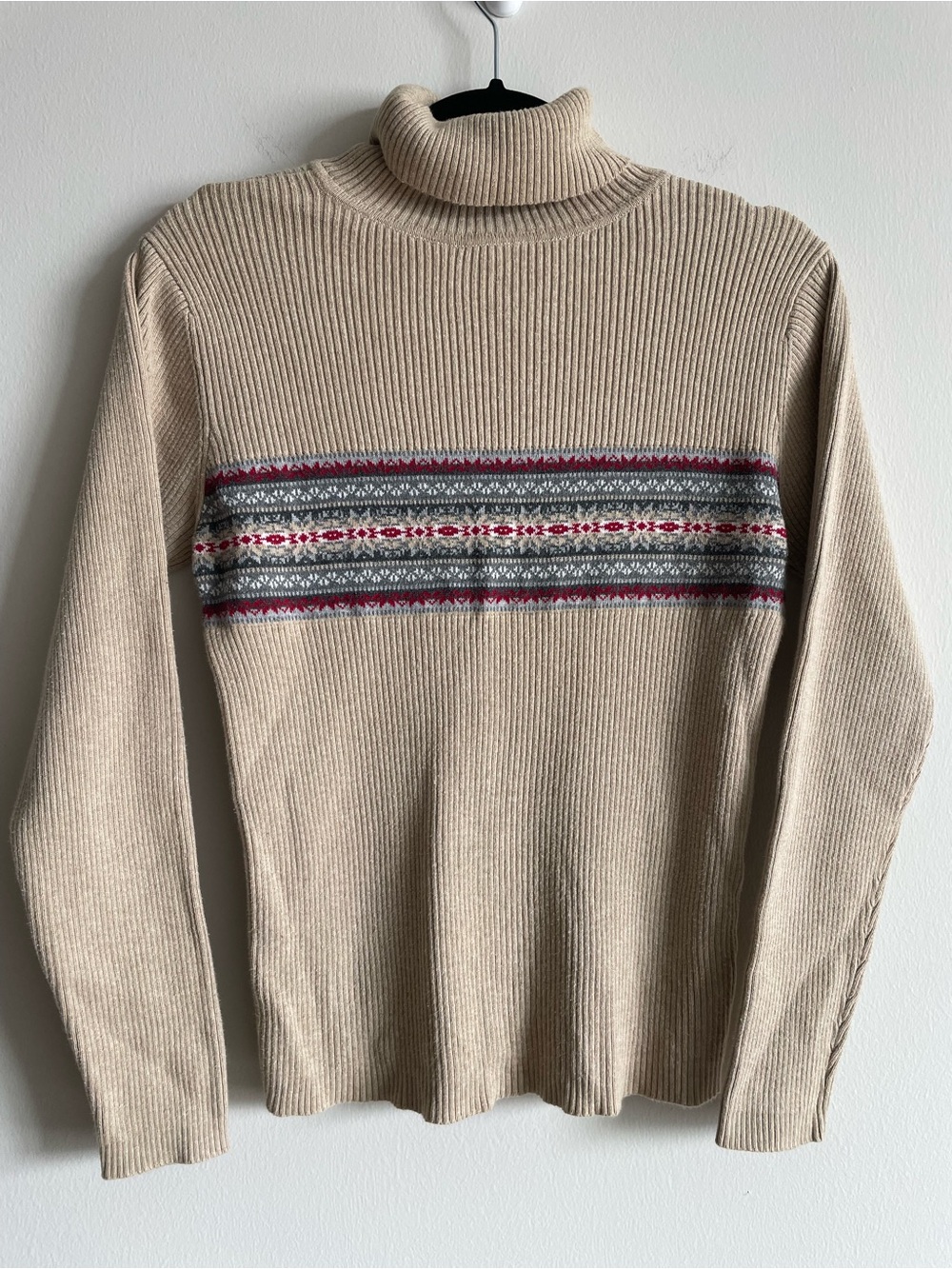 Gap Vintage 90s lightweight cotton sweater tan clean girl fair isle M